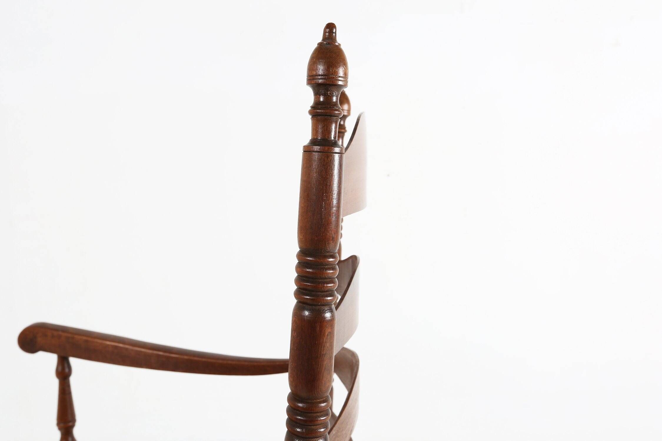Antique French Wooden Armchair with Cane Seat, 1890s