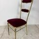Chaise vintage hollywood regency brass and velvet années 1950