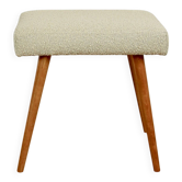 Bouclé stool seat beige - round beech legs - 2 pieces available