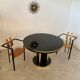 Ancienne table noir laqué et laiton design italien des années 70 à rallonges vintage