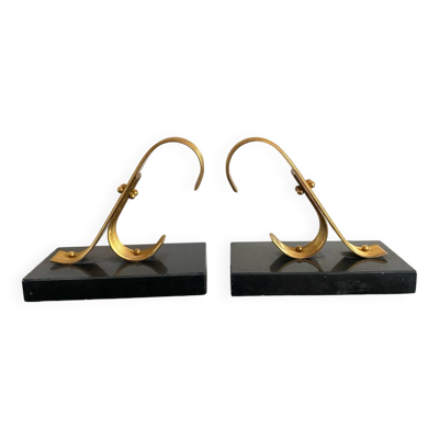 Paire de serre livres modernistes Gold Starry