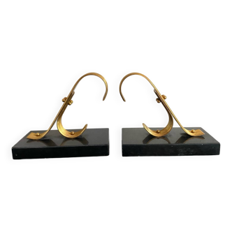 Pair of Modernist Gold Starry Bookends