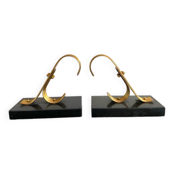Pair of Modernist Gold Starry Bookends