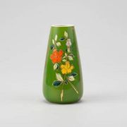 Vase art déco porcelaine vert à motifs fleuris