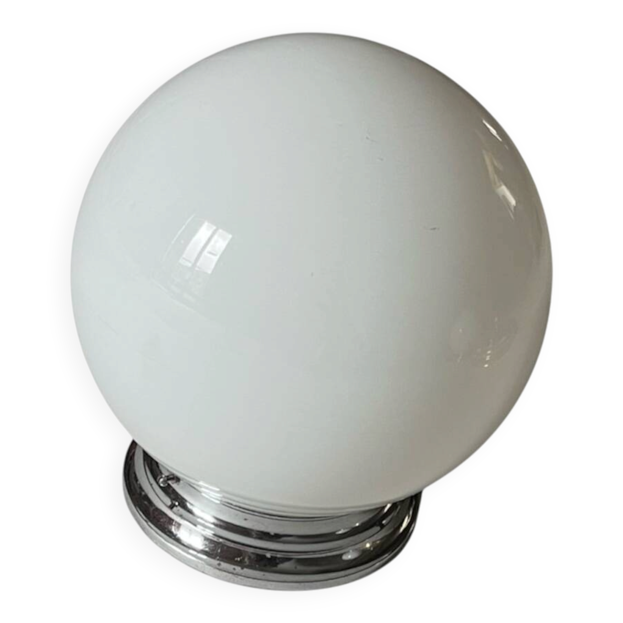Ceiling light or wall light with white opaline glass globe 20 cm chrome rose.