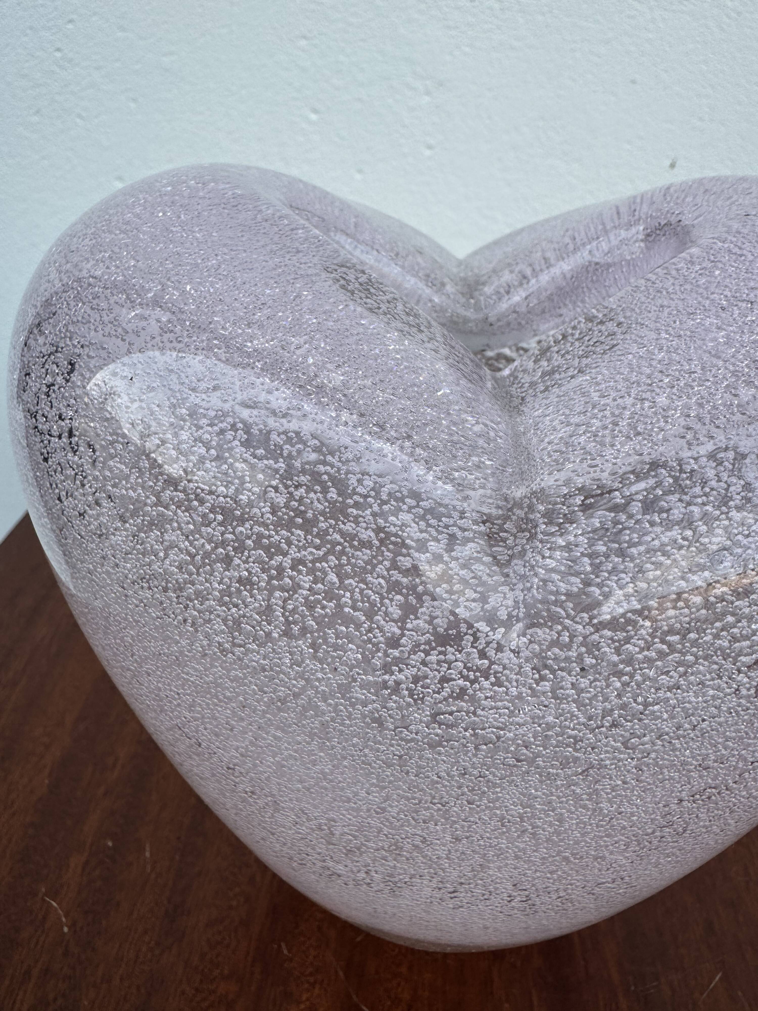 Heart-shaped bubble glass vase from the 1960s.
