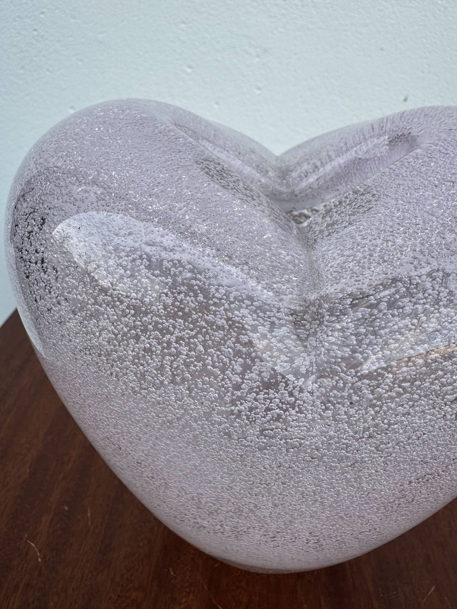 Heart-shaped bubble glass vase from the 1960s.