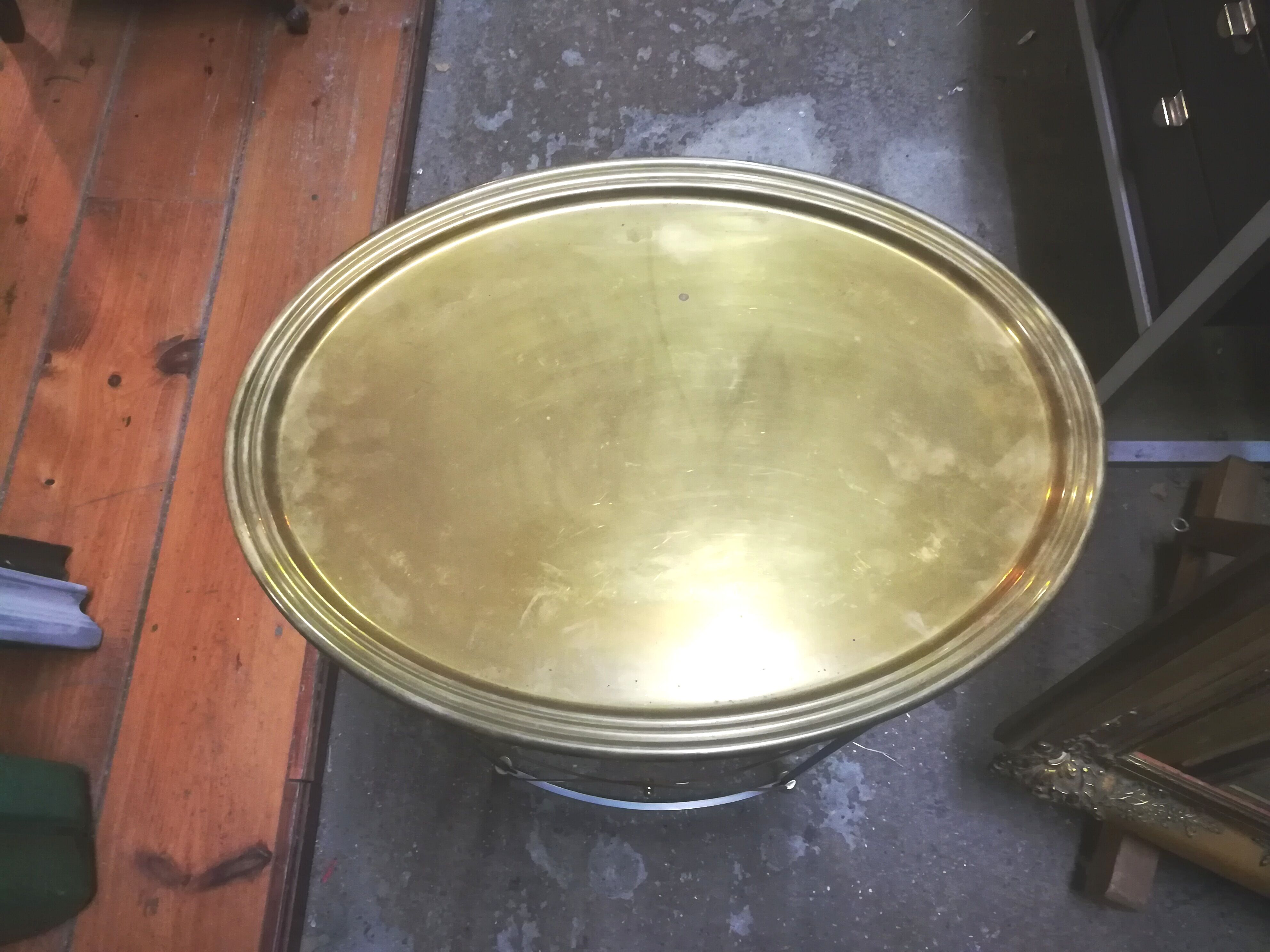 Brushed and gilded metal lounge table