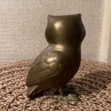 Statuette d’hibou, chouette en laiton dorée vintage