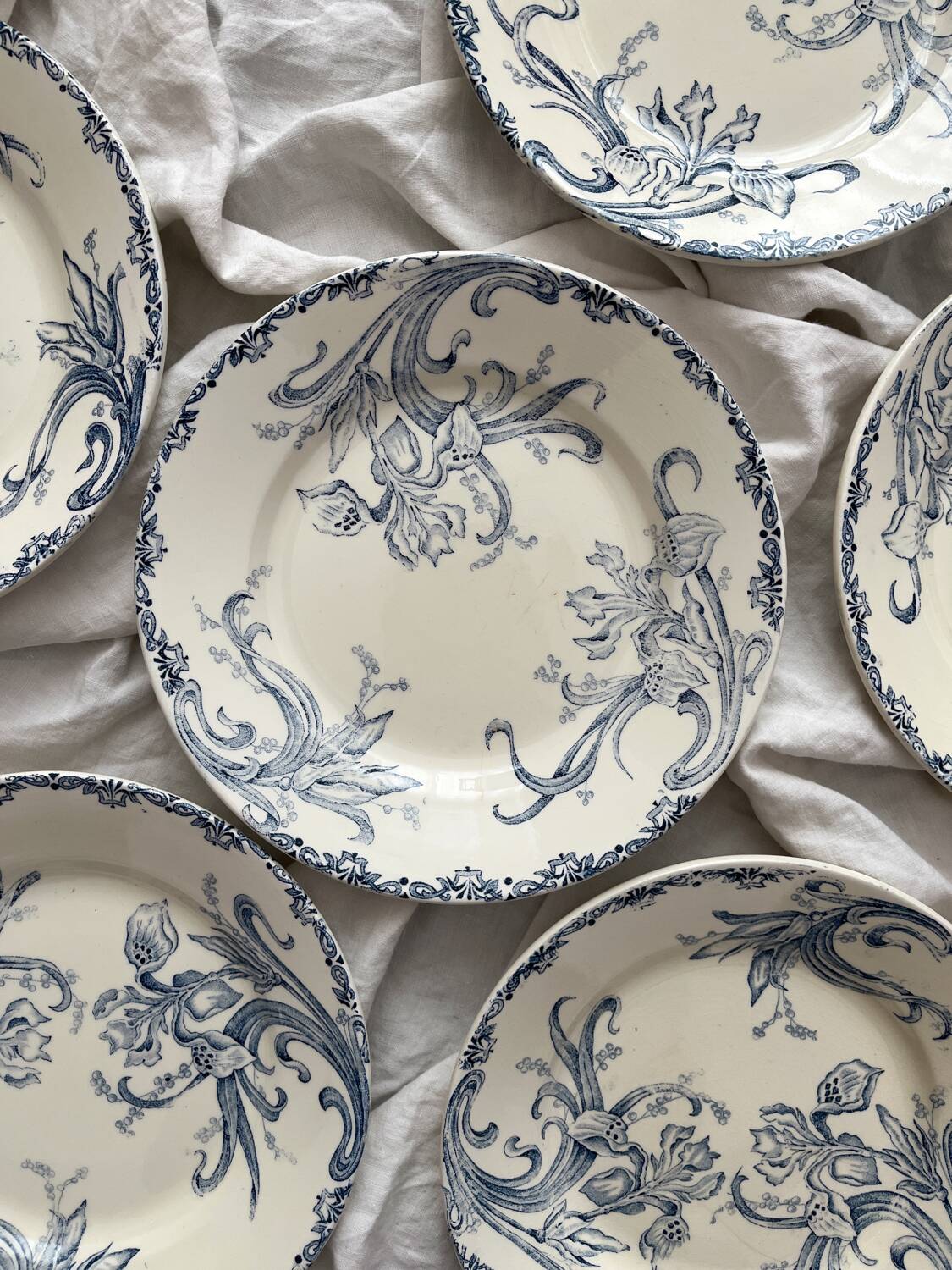 6 “Iris” Clairefontaine ironstone dessert plates