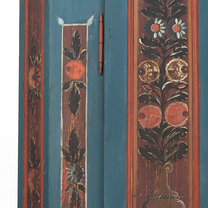 Rustic Farmhouse Folk Art Painted Bridal Cabinet from 1841