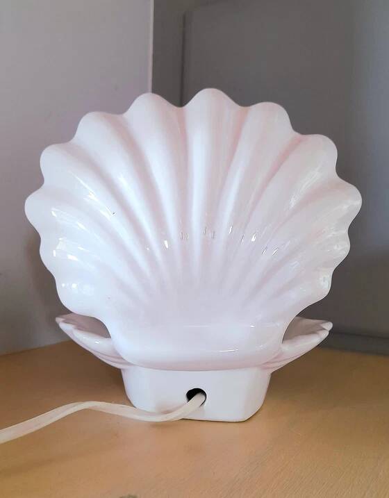 Ceramic and opaline shell lamp from the 80s