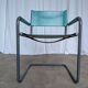 Vintage Mart Stam Style Armchair: Turquoise Leather, Black Chrome Cantileve