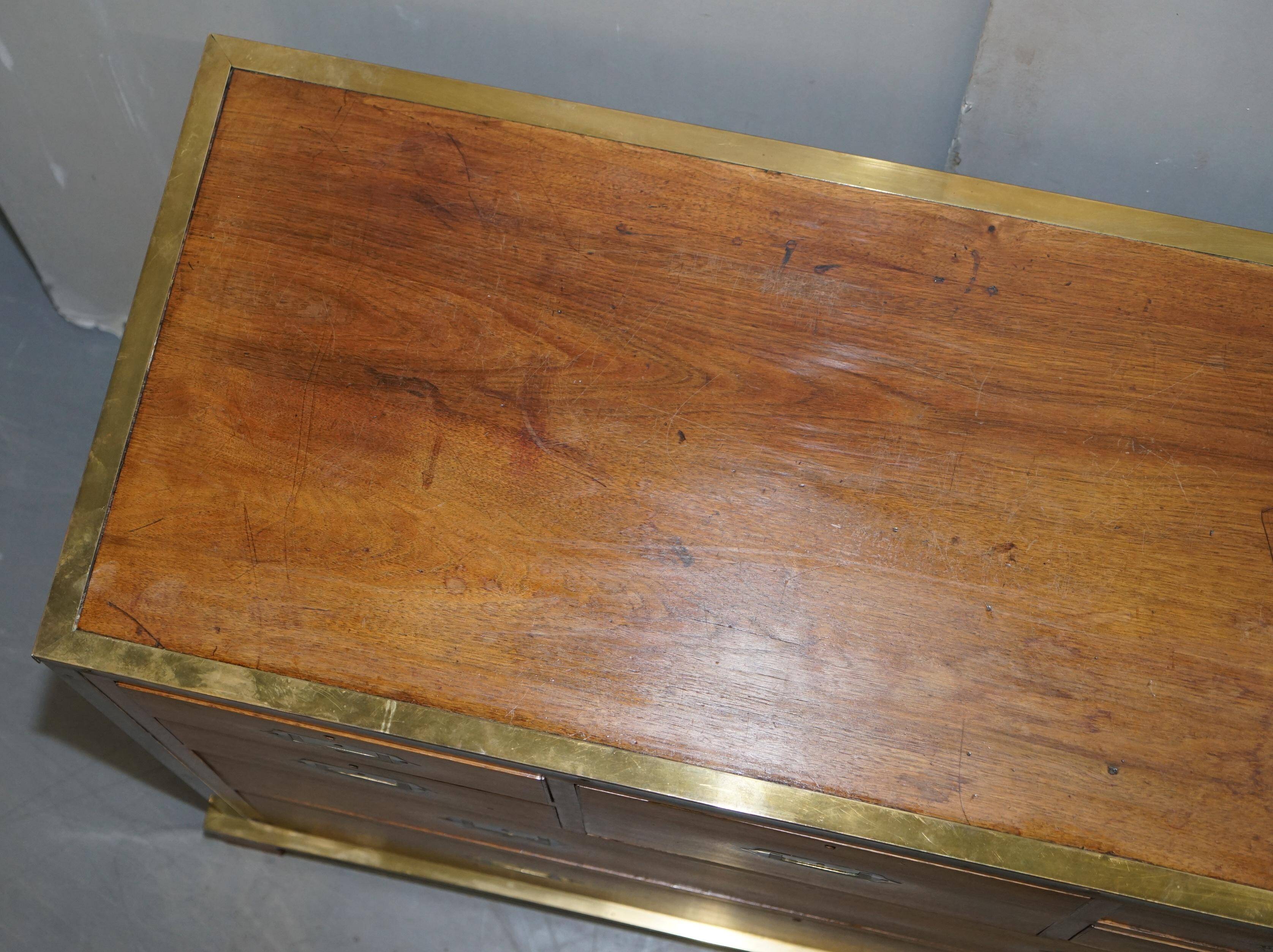 Military commode in solid oak and brass circa 1880