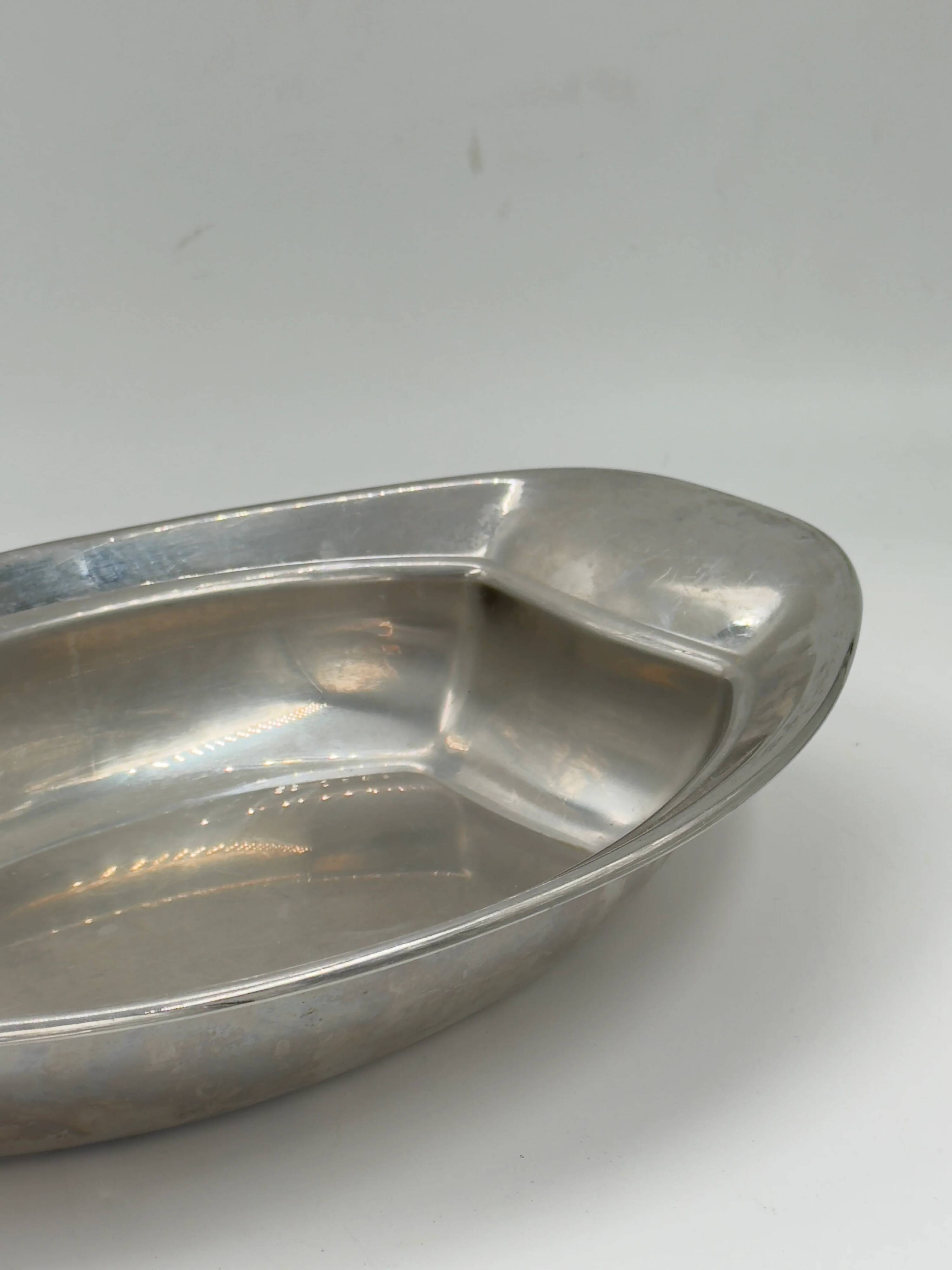 Plat de service ovale compartimenté vintage en métal argenté