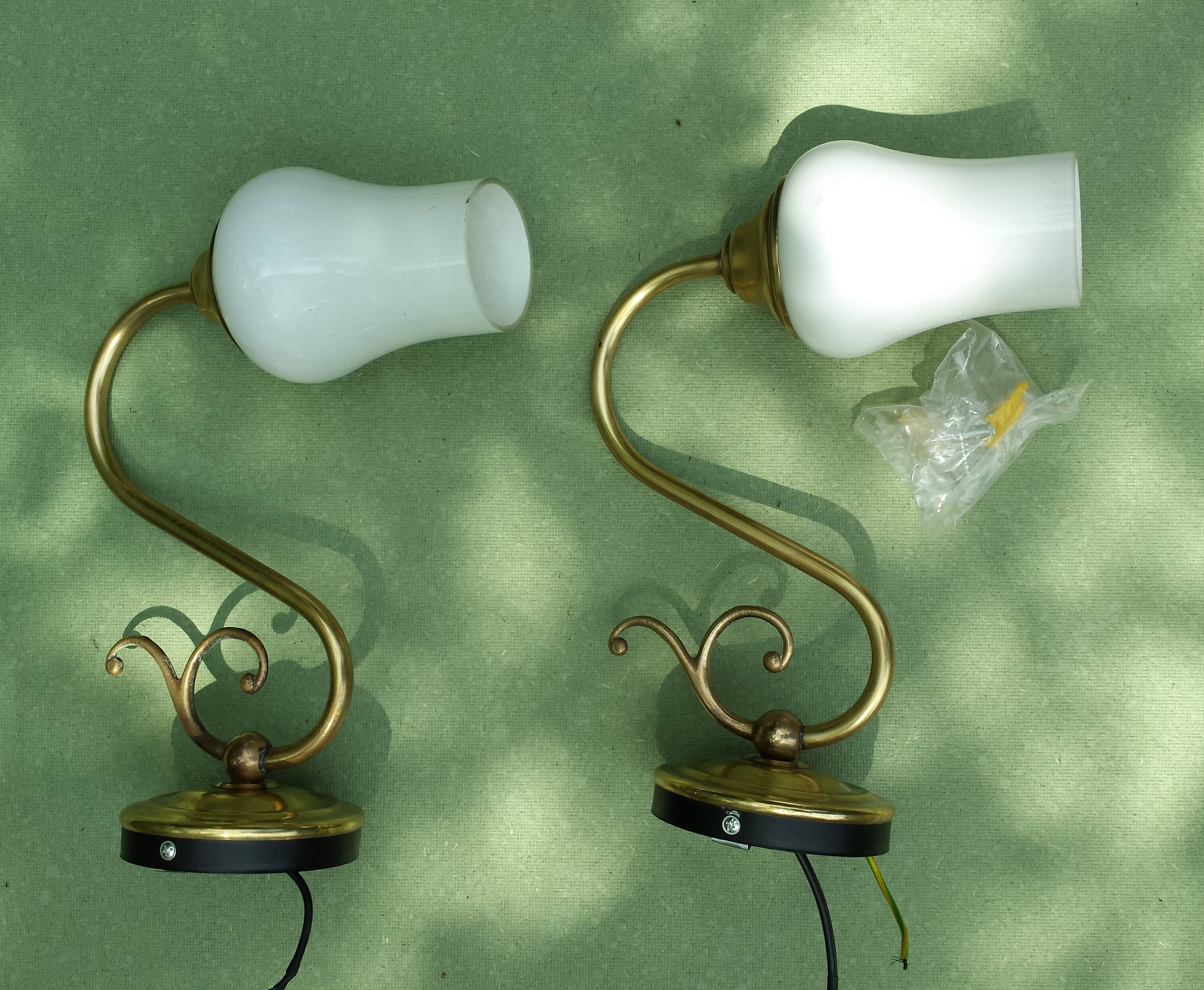 Pair of White Opaline Wall Sconces