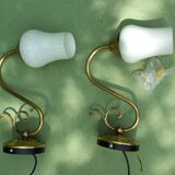 Pair of White Opaline Wall Sconces