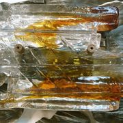 Large brutalist iron & ice Murano glass sconce / wall lamp, 1960s