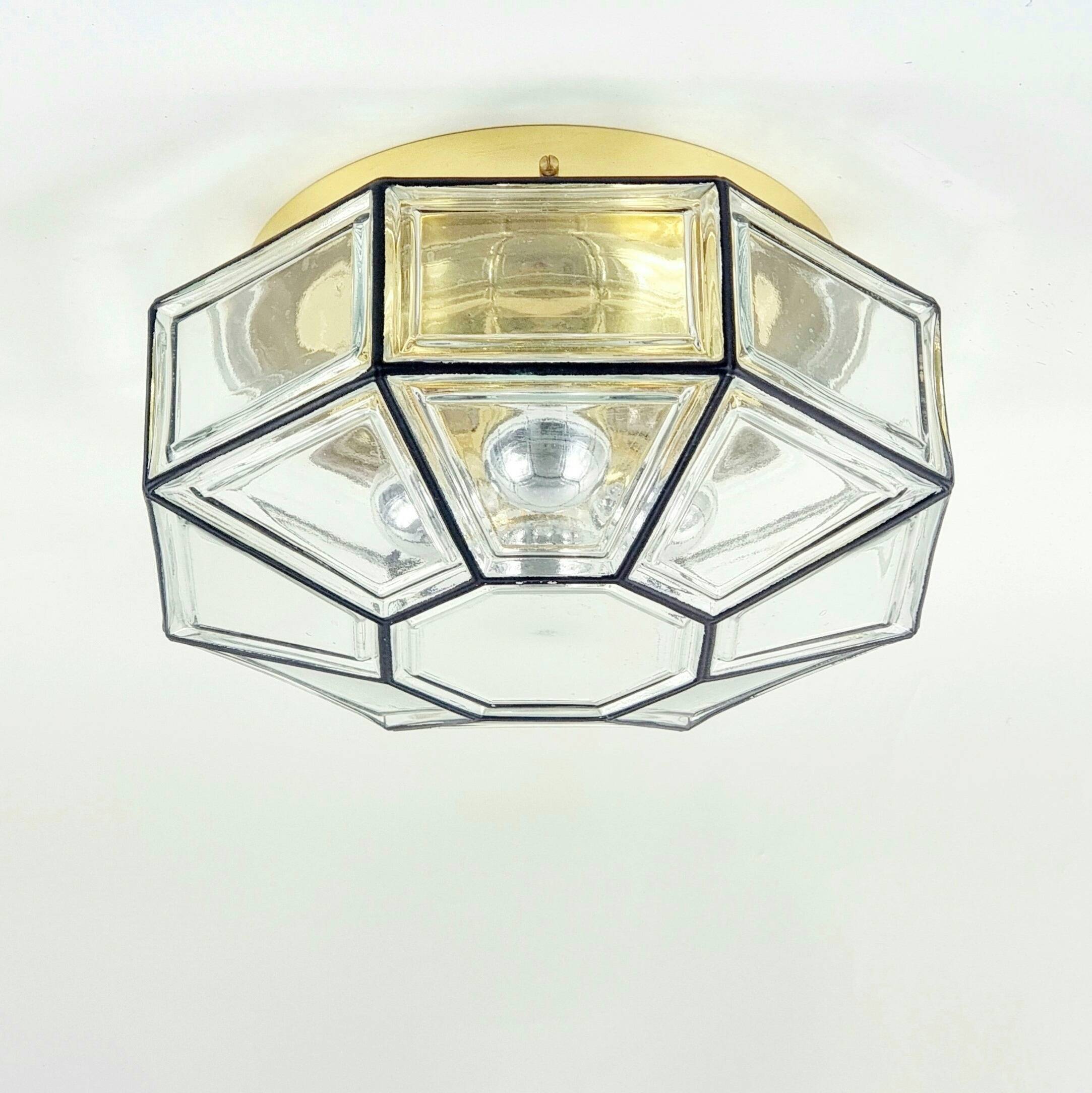 XL Mid-Century Glass Ceiling Light from Limburg, Germany, 1960s/1970s