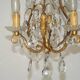 French Vintage Goldtone Metal & Crystal 3 Light Cage Chandelier 5502