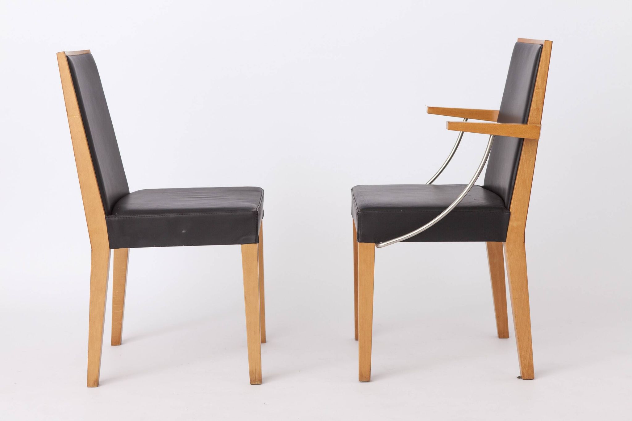 Set of 2 Inno Interior Oak Chairs, Armchair & Side Chair, Finnish 1990s