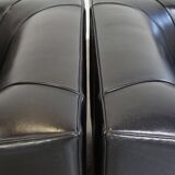 Set of 2 black sheepskin Art Deco design armchairs with high seating comfort