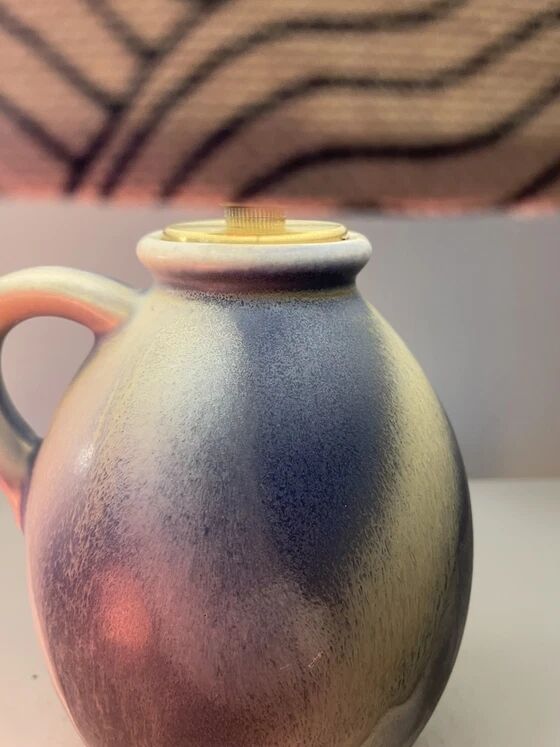 Small wireless West German pottery vase lamp with Japanese shade.