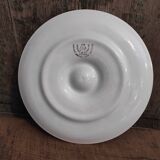 Vintage french oyster plate in white and green majolica