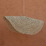 Handmade wicker hanging basket with brass finish