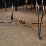 Metal coffee table perforated wrought iron foot 1940
