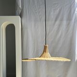 Small suspension, rattan luminaire in hat shape D:60cm