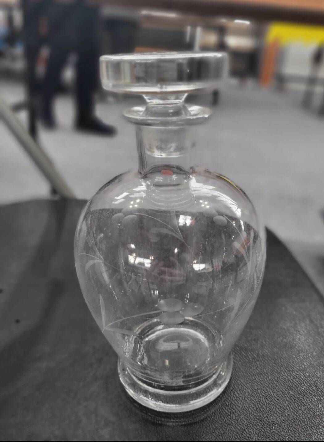 Vintage engraved glass carafe