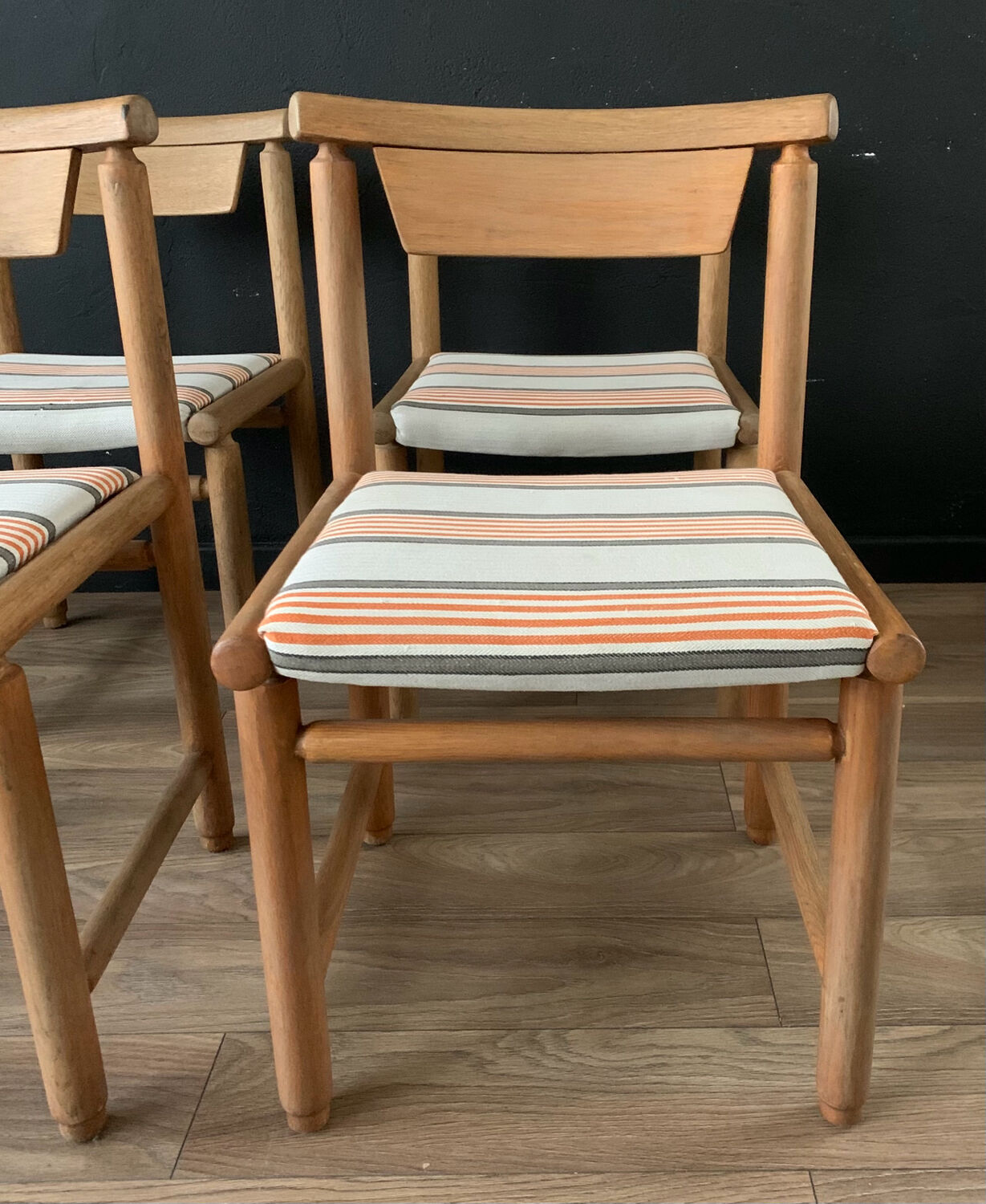 4 vintage oak chairs 50s