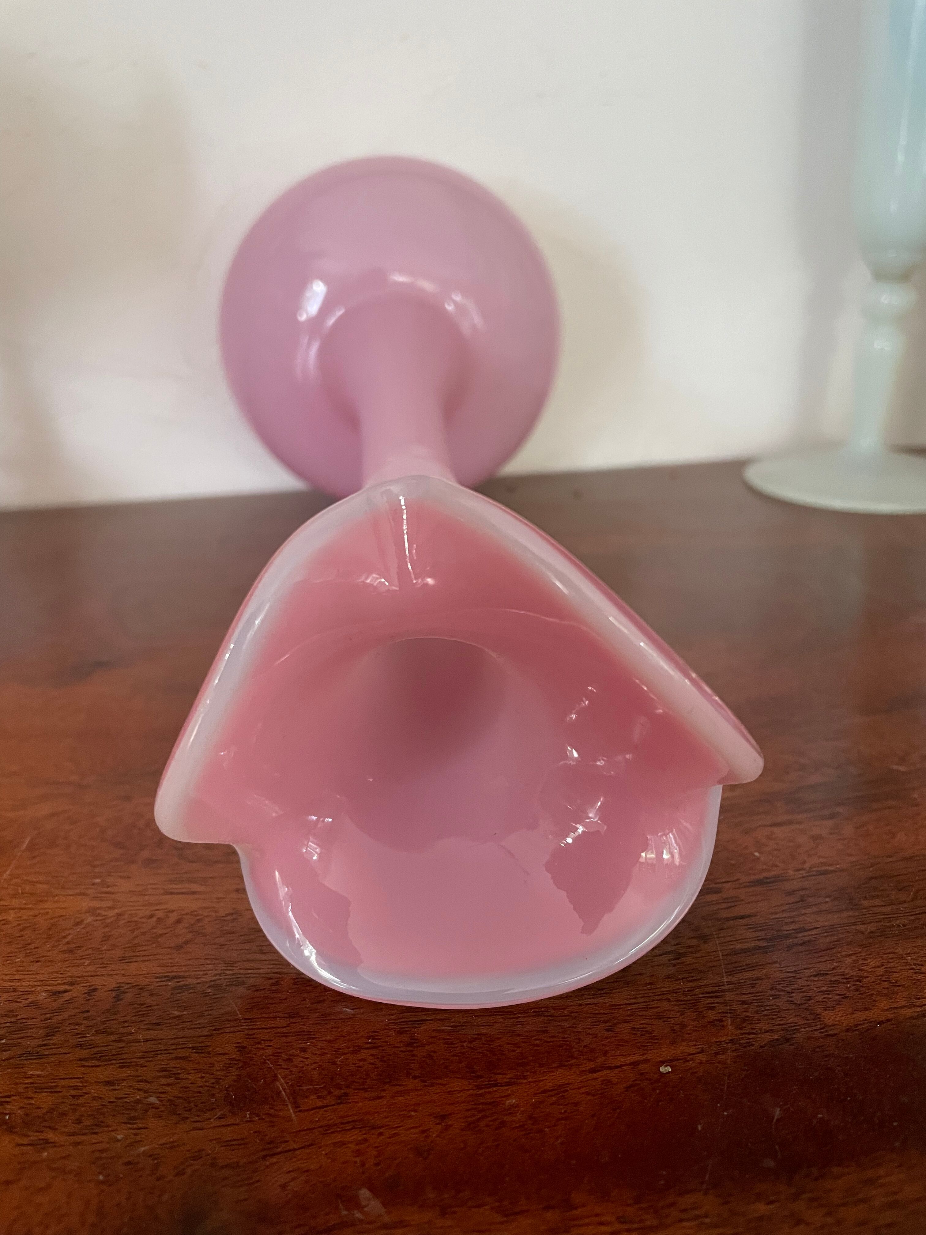 Pink opaline vase 32,5cm