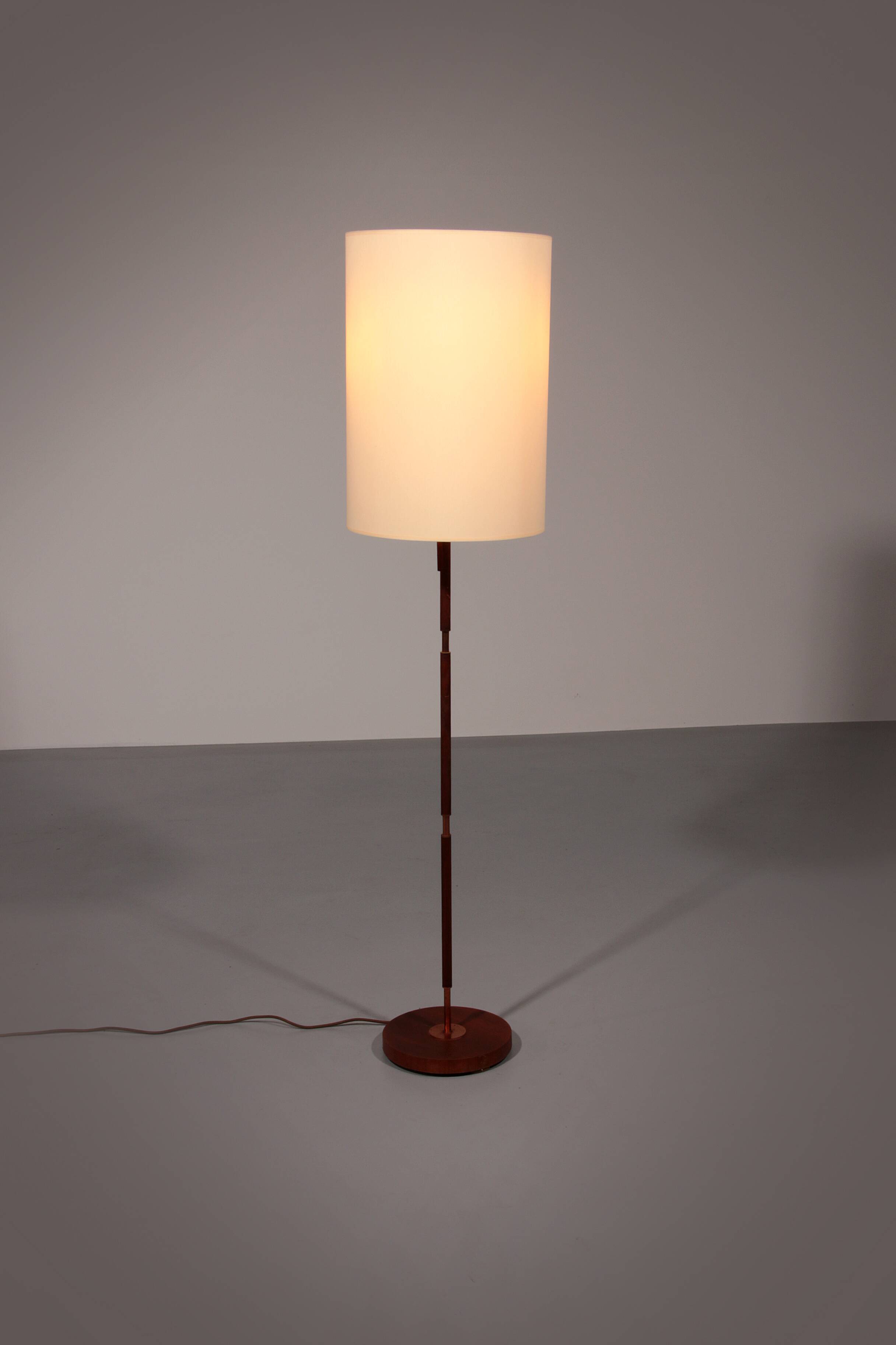 Temde floor lamp in teak and brass, 1960s