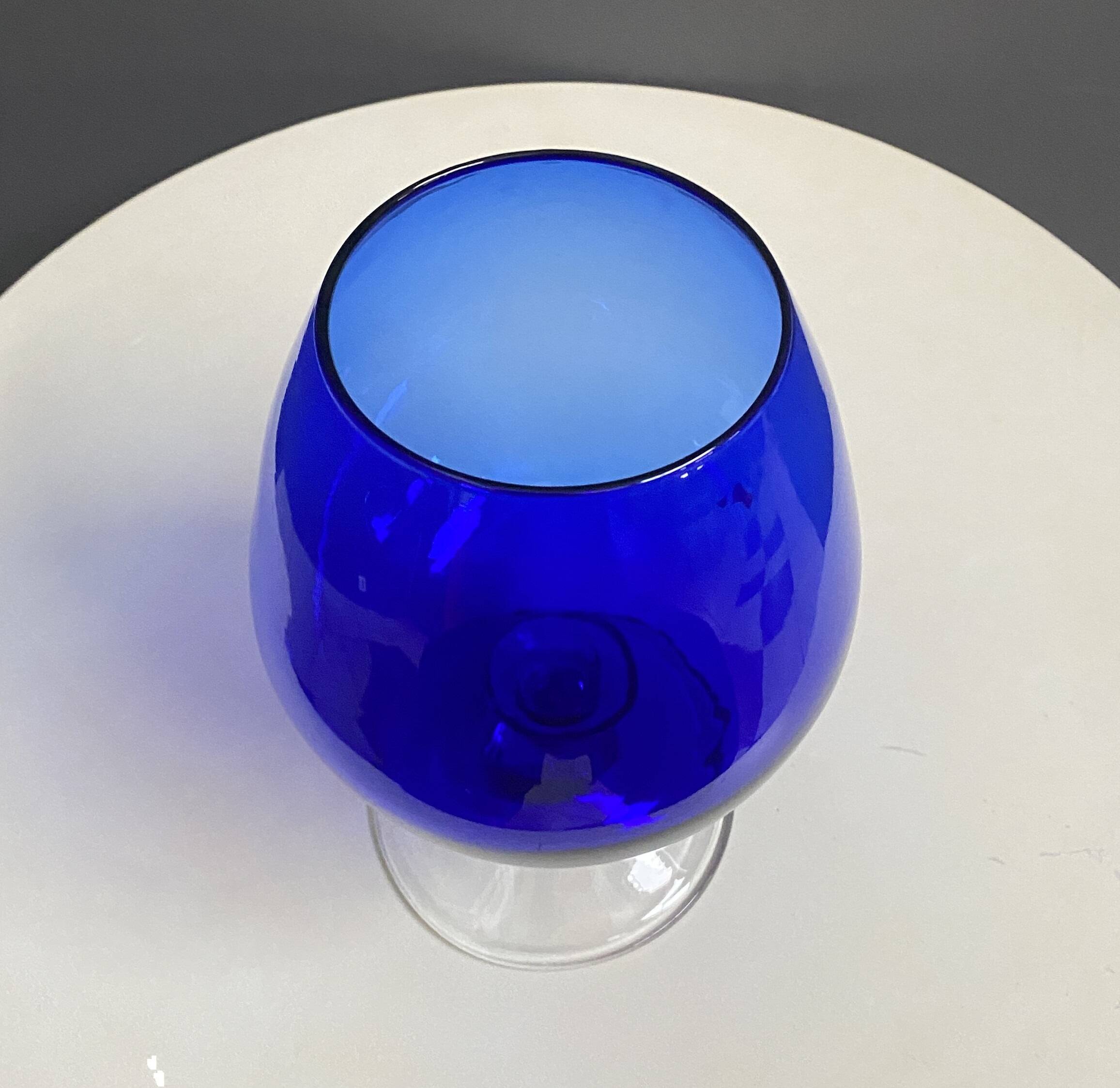 Empoli dark blue large glass shape vase 1960s