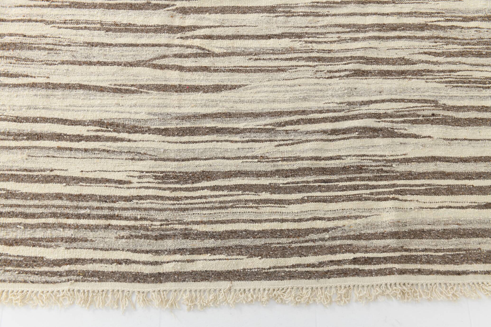 8x10 Striped Pattern Brown & Beige Vintage Kilim Rug, 232x291Cm