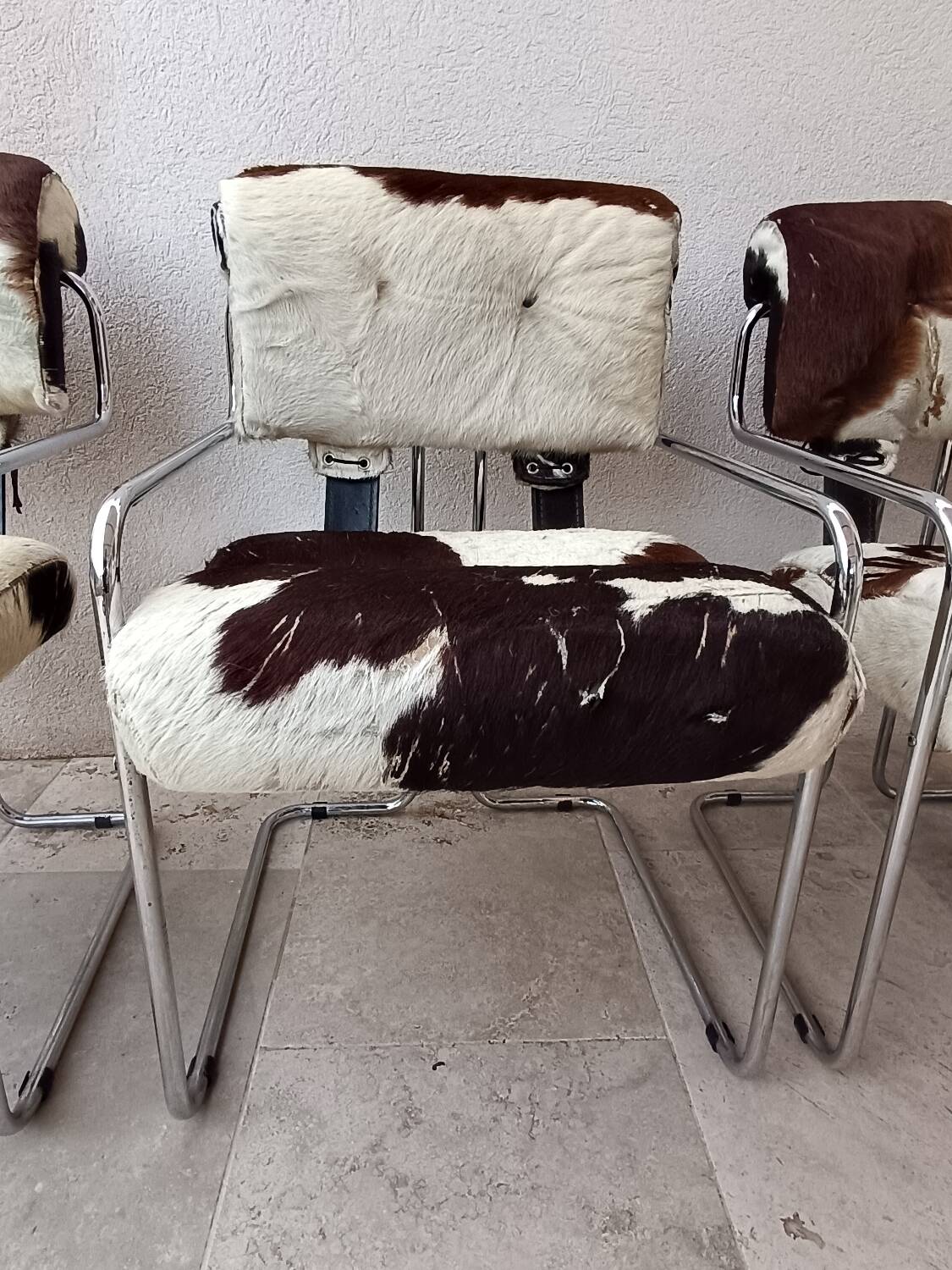 Set of 4 vintage Cucroma armchairs – Guido Faleschini – leather