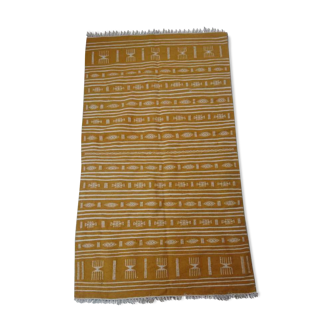 Yellow and white berber kilim in pure wool 122x215cm