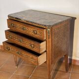 Commode antique avec intarsia &plateau en marbre