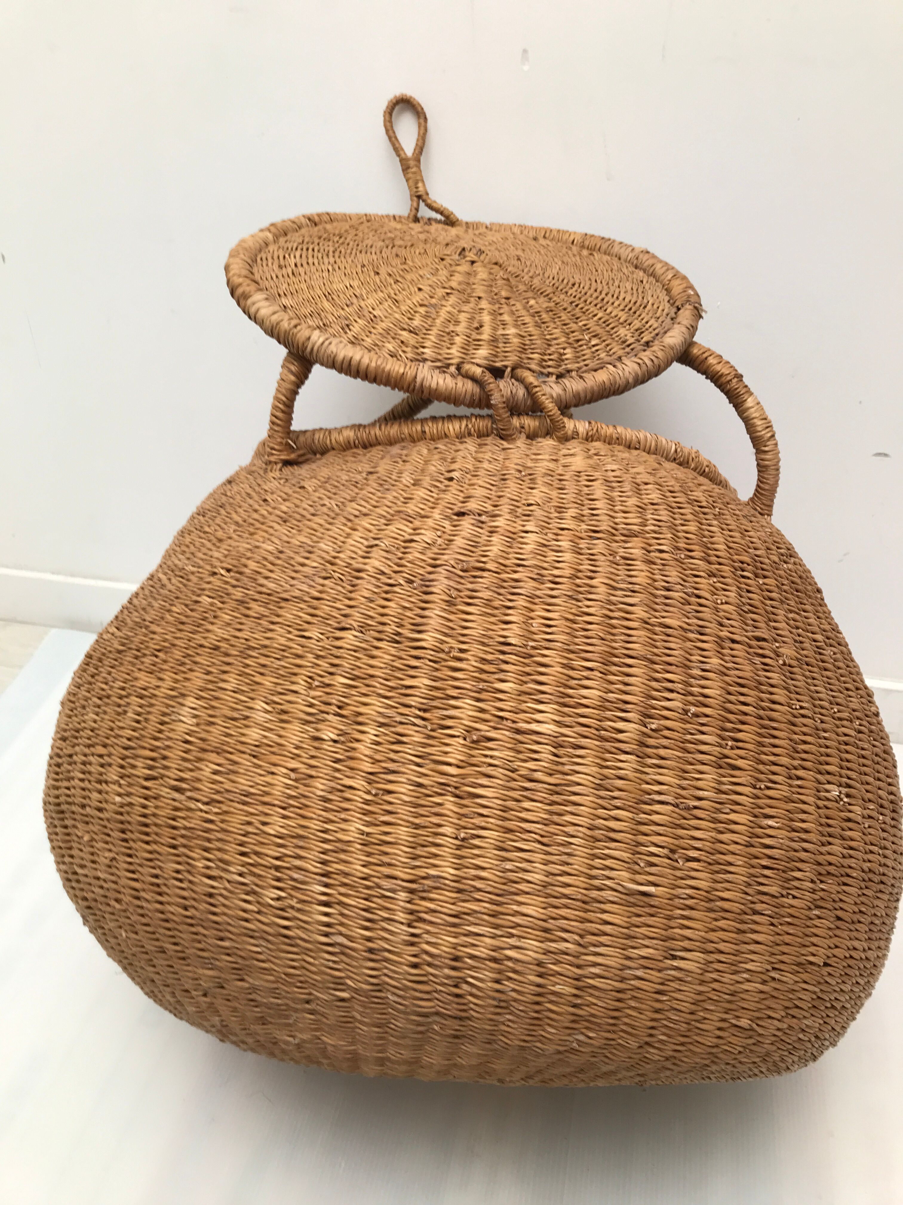 Vintage old wicker basket basket