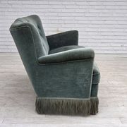 1960s, 3-seater Danish sofa, green furniture velour.
