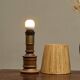 Mid-Century Accent Table Lamp in Solid Oak and Patinated Brass