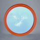Vintage round wall mirror in orange painted wood - diameter: 48 cm