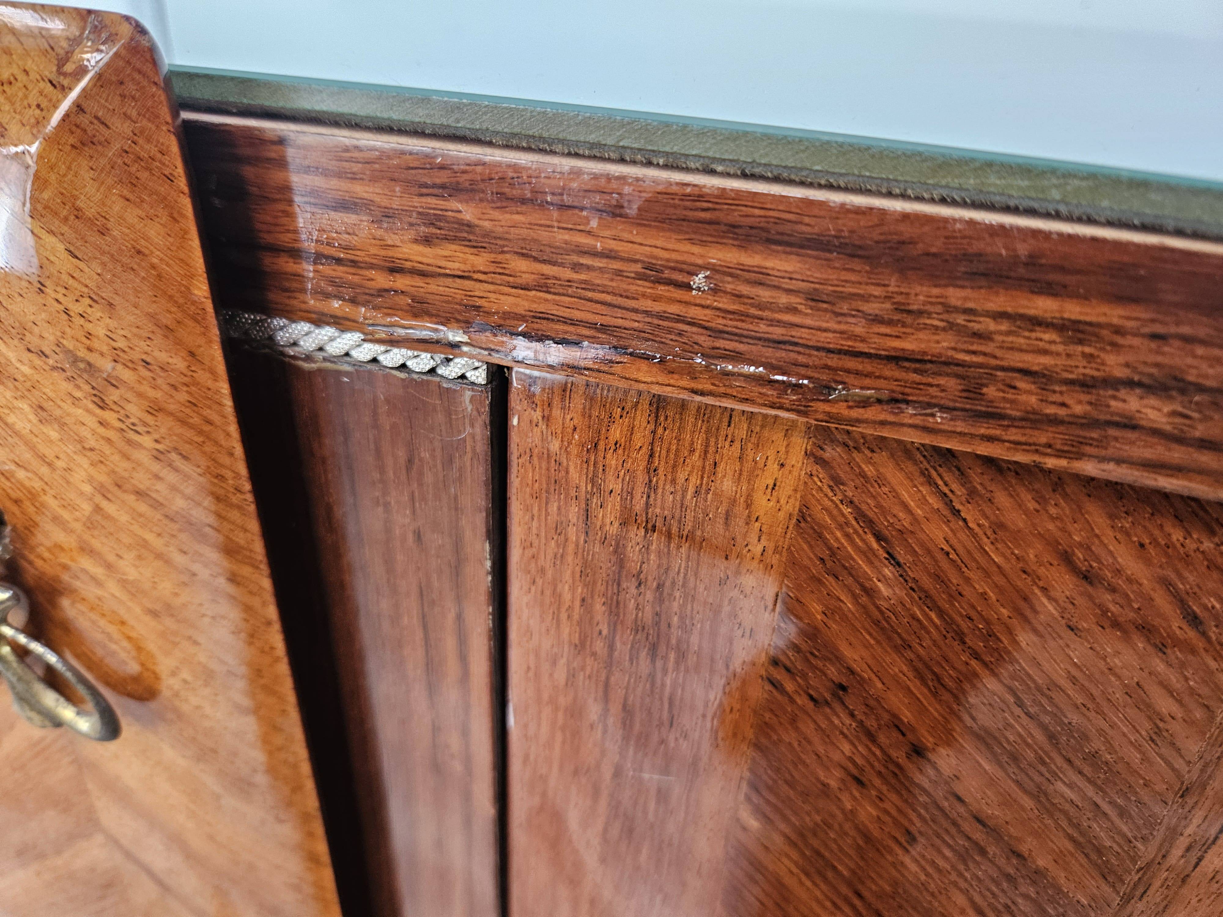 Enfilade en acajou avec plateau en verre