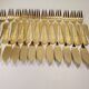 Gold metal fish cutlery, knives and forks 24 pieces