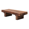 Brutalist wooden 'sleeper' mid-century dutch coffee table