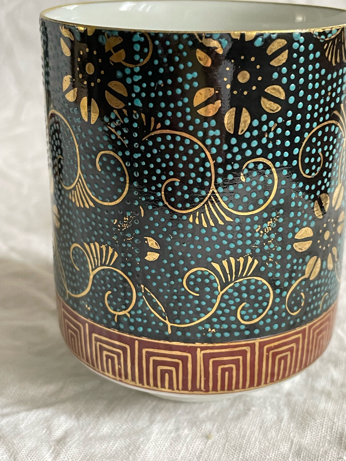 Set of 2 vintage Japanese tea cups Kutani Ware Yozan