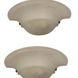 Set of 2 White Marbled Glass Wall Sconces by Zonca, Italy, 1980s