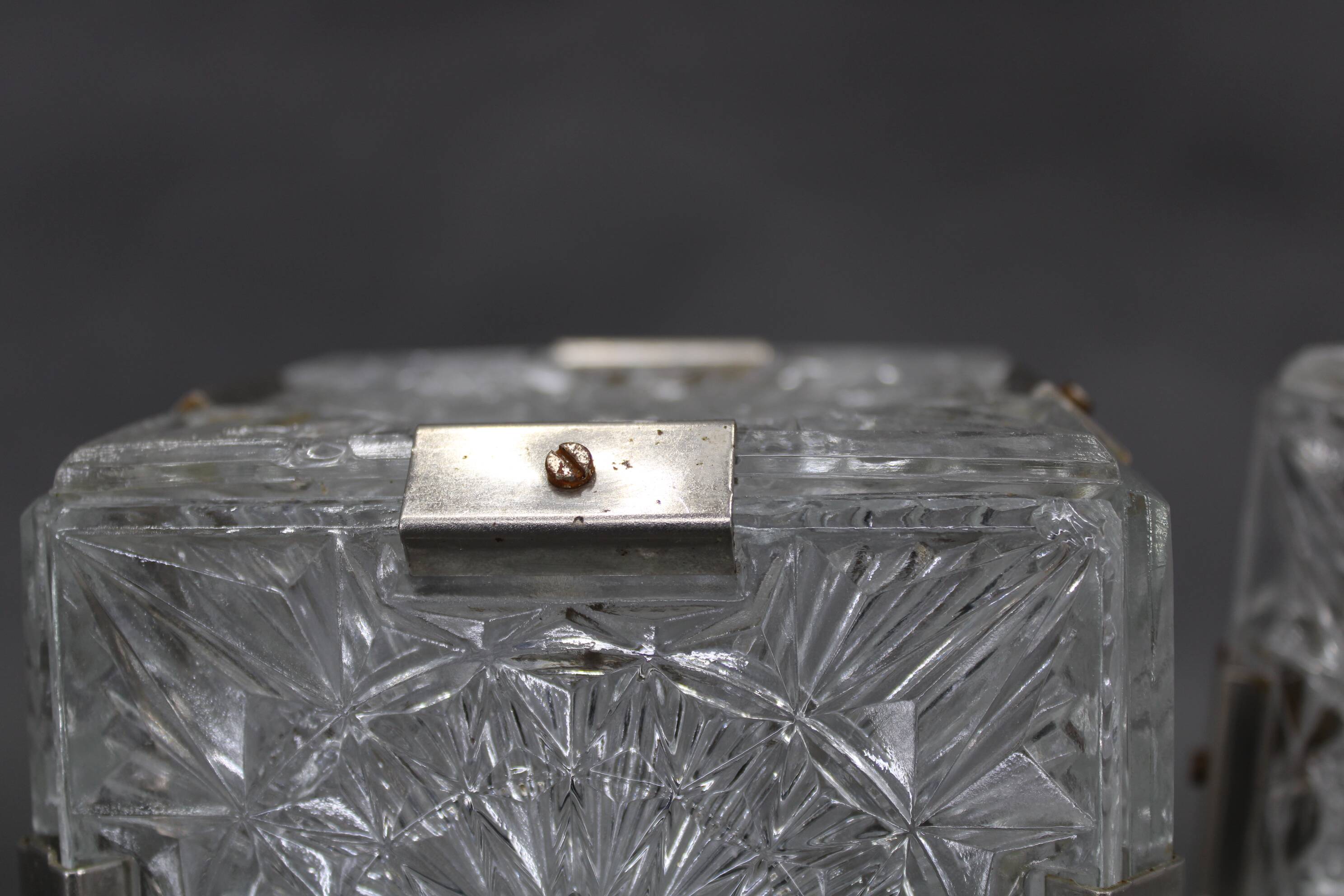 1970s Pair of Glass Table Lamps by Kamenicky Senov, Czechoslovakia